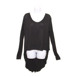 Akira Chicago Red Label High Low Knit Top Size Small Deep V back LS